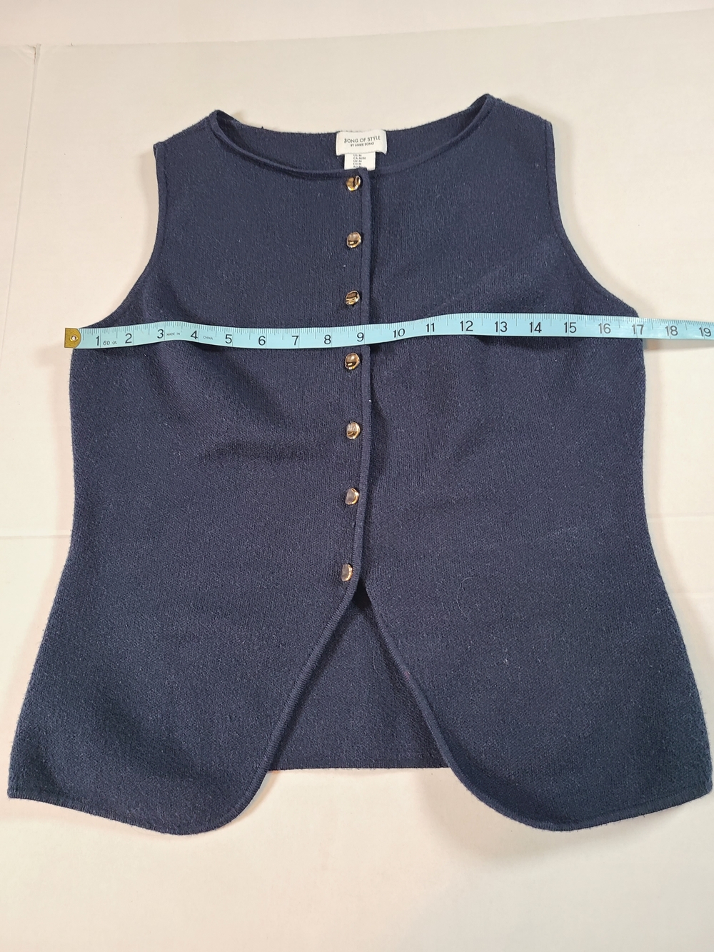 Song of Style By Aimee Song Stylish Womens Navy Knit Top Gold Buttons Medium - Picture 7 of 10